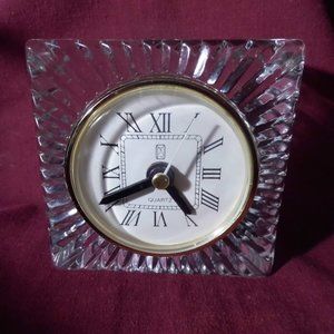 Paul Sebastian Crystal Desk Clock, Quartz, 4 x 4" Runs Well